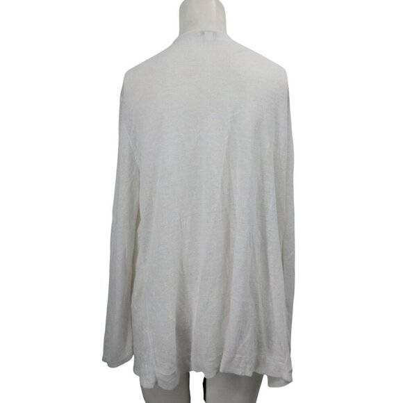 J Jill White Eyelet Open Front Lightweight Linen Cardigan Size L Embroidered - Picture 3 of 12